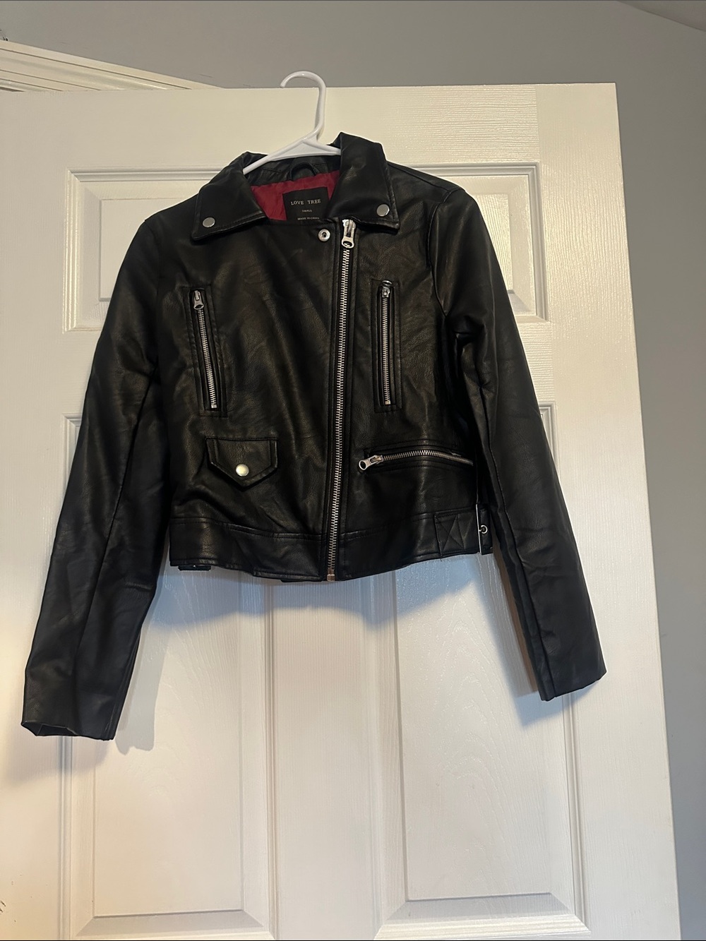 Love Tree Black Faux Leather Asymmetrical Moto Jacket SMALL